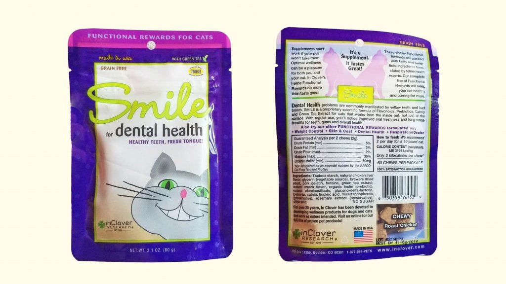 InClover Smile Dental cat treats bag