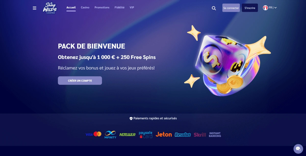 Design sombre et néon de Shiny Wilds Casino pour une expérience immersive