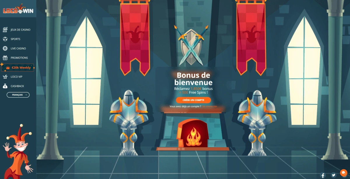 Plateforme Locowin Casino affichant les bonus généreux et le Club Loco VIP